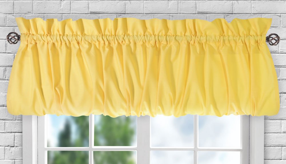 Ellis Curtain Stacey Sheer Balloon Valance, 60 x 15, Yellow - 730462114877