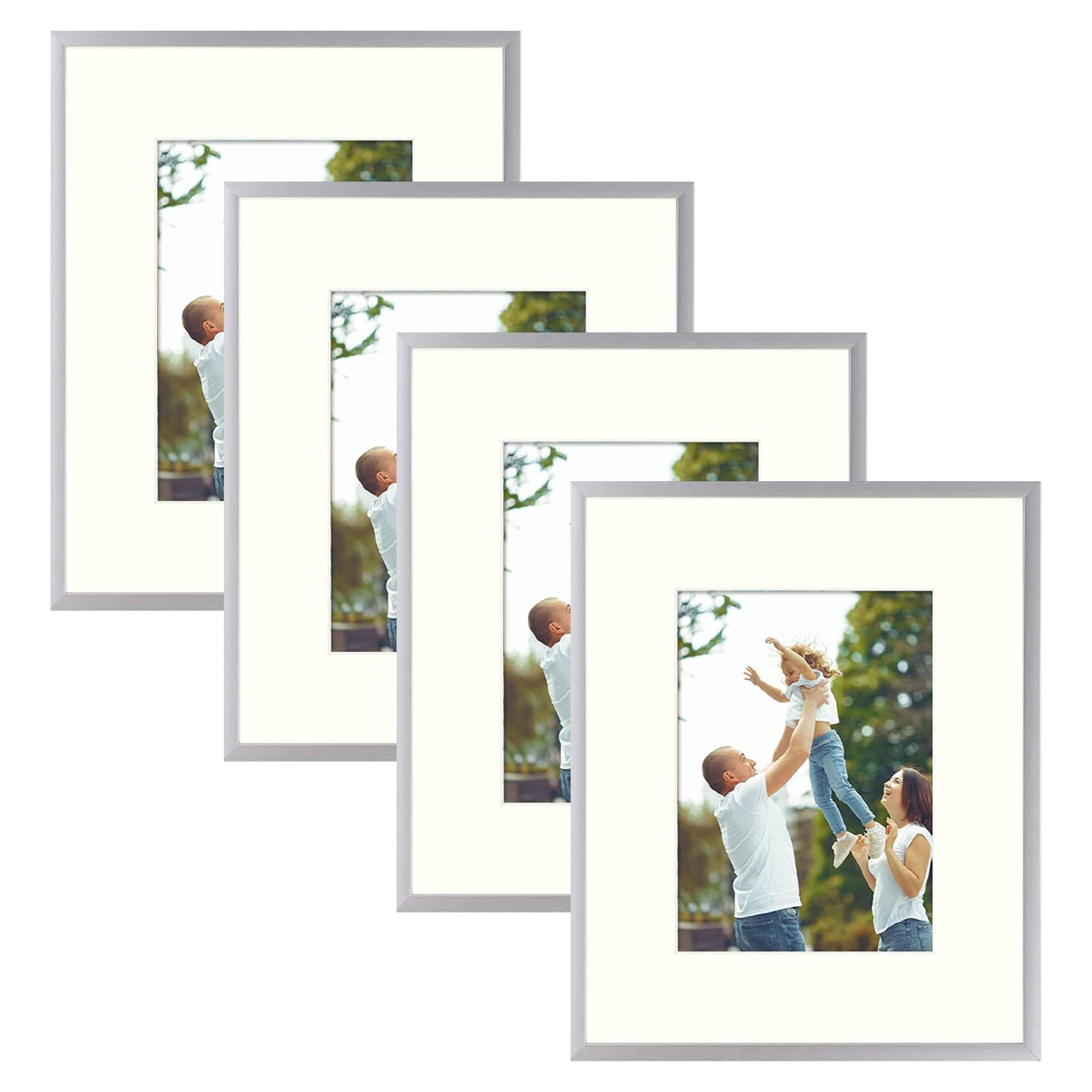 Golden State Art, Aluminum Picture Frame and Real Glass -8x10 Picture Frame with Mat for 5x7 Photo Display-Wall Decor or Tableto