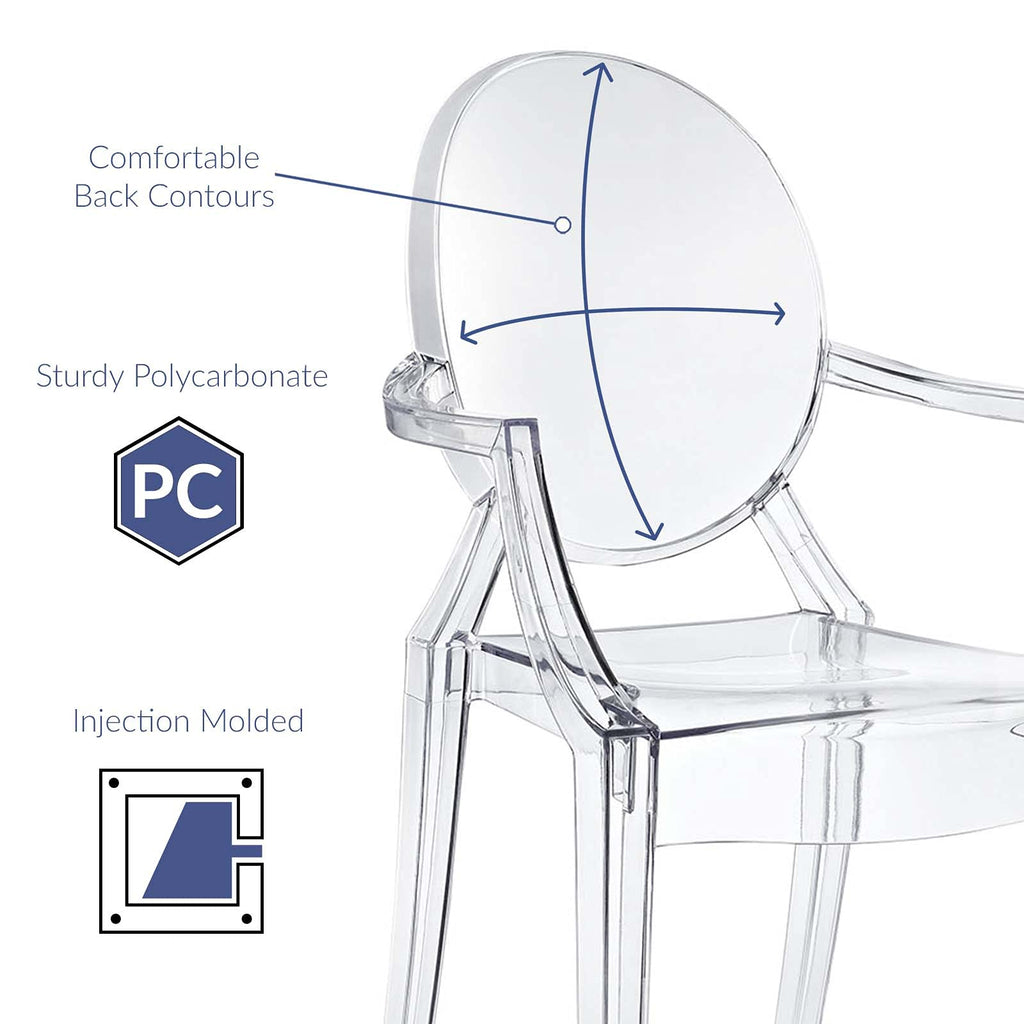 Modway Casper Modern Acrylic Stacking Two Dining Armchairs in Clear