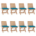 vidaXL 8X Solid Wood Teak Folding Patio Chairs with Cushions Garden Outdoor Terrance Balcony Furniture Wooden Armchair Seating Dining Chair