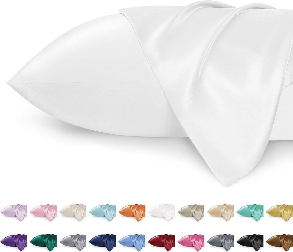 Bedsure King Size Satin Pillowcase Set Of 2 - Ivory Silky Pillow Cases For Hair And Skin 20X36 Inches, Pillow Covers With Envelo