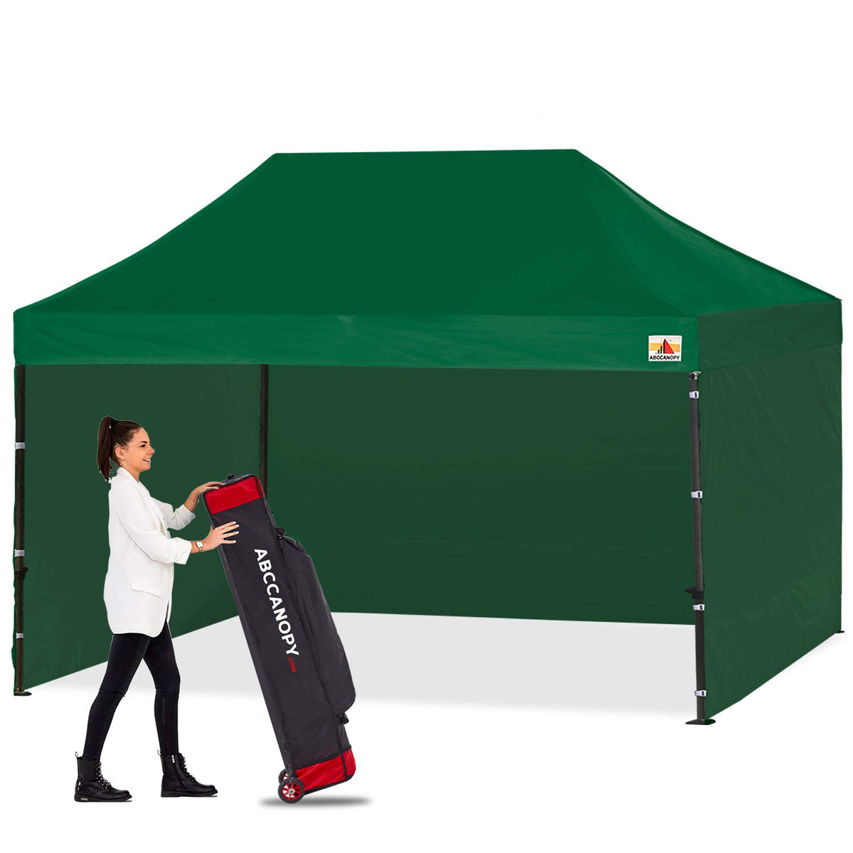 Abccanopy Heavy Duty Ez Pop Up Canopy Tent With Sidewalls 10X15, Forest Green