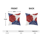 4Th Of July Pillow Covers 24X24 Inch Set Of 2 Patriotic Themed Navy Blue Red White Dahlia Floral Decor Throw Pillows Modern Geom