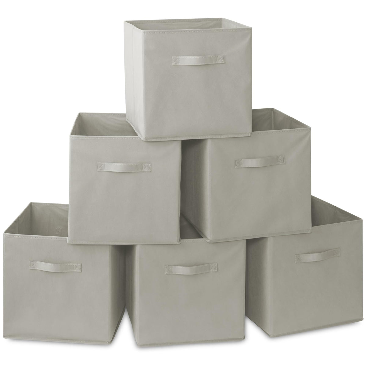 Casafield Set of 6 Collapsible Fabric Cube Storage Bins, Light Gray - 13'' Foldable Cloth Baskets for Shelves, Cubby Organizers 
