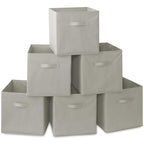 Casafield Set of 6 Collapsible Fabric Cube Storage Bins, Light Gray - 13'' Foldable Cloth Baskets for Shelves, Cubby Organizers 