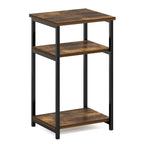Furinno Just 3-Tier Metal Frame End Table with Storage Shelves, 1-Pack, Amber Pine