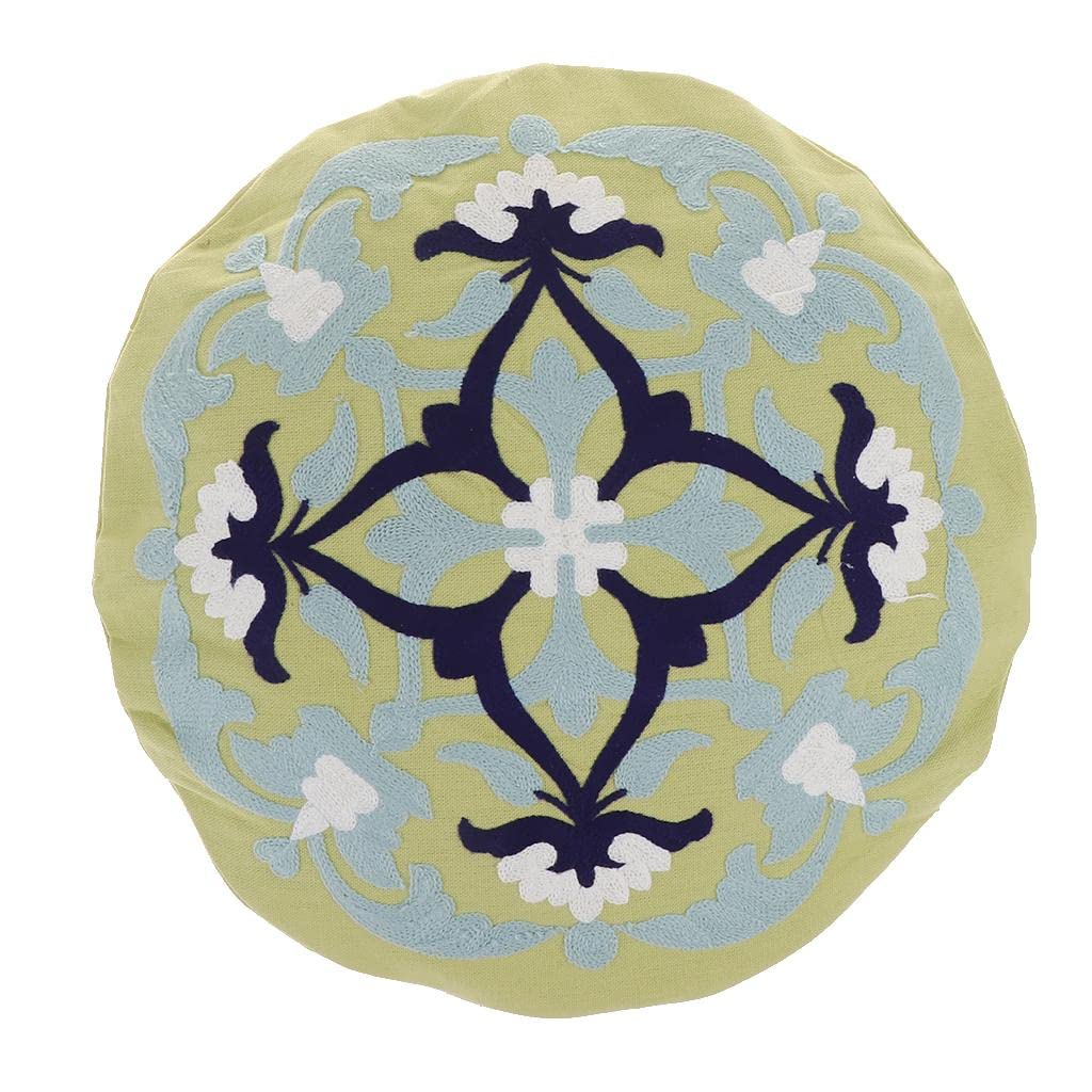 Atorse Decorative Round Throw Pillow Cover Embroidered Cushion Case Shell For Couch Sofa Bed Chair 14Inch Diameter