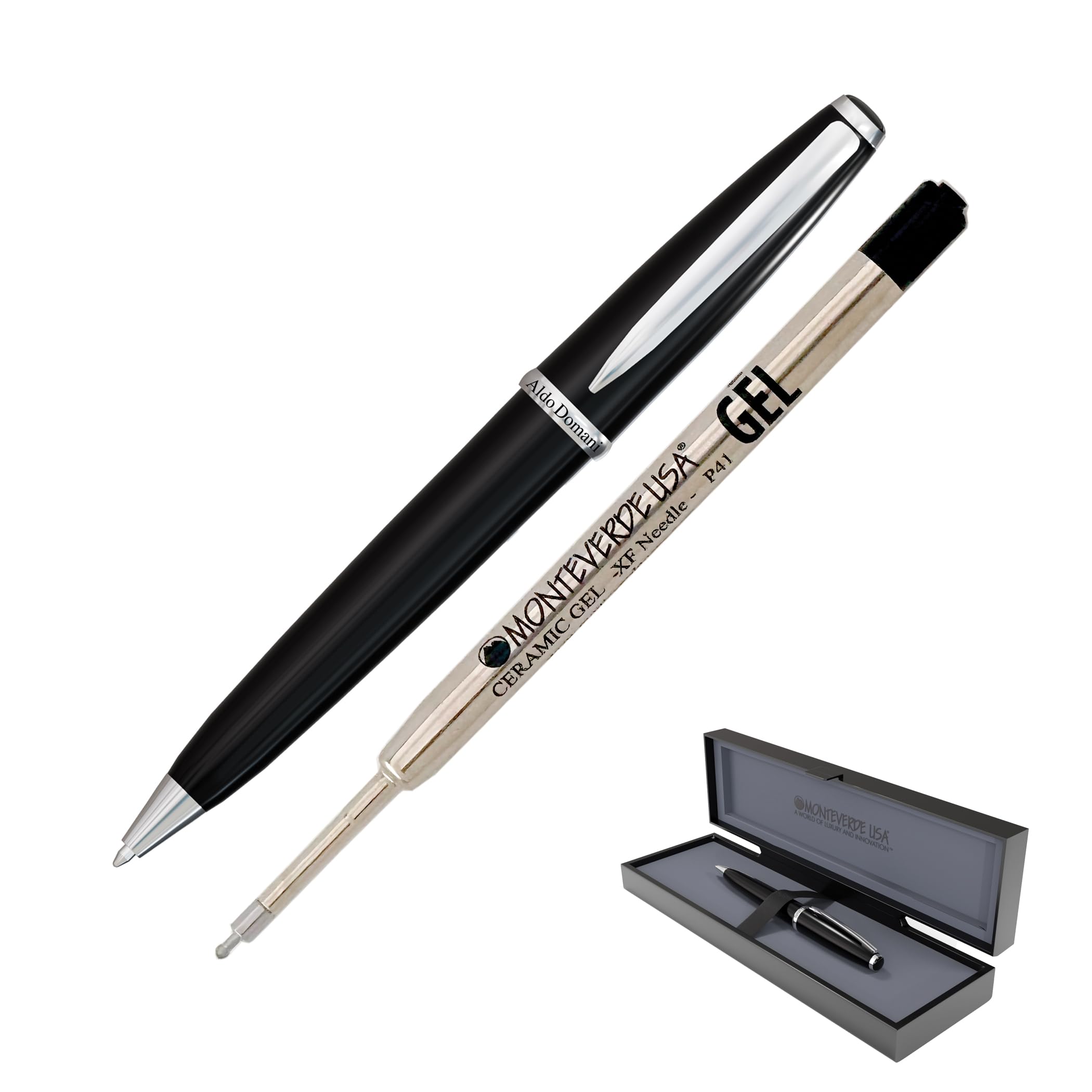 Monteverde Usa Aldo Domani Gel Pen - Black | Smooth Gel Ink | Italian-Inspired Luxury Design | Effortless Writing Performance