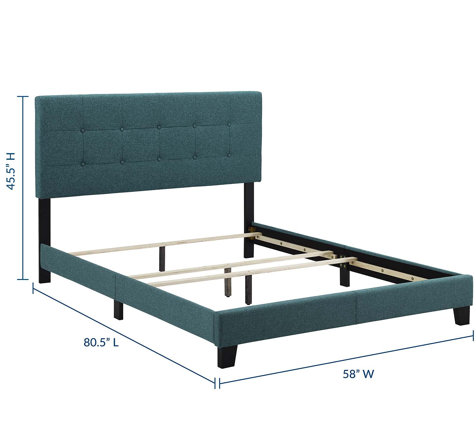 Modway Amira Tufted Fabric Upholstered Full Bed Frame With Headboard In Teal