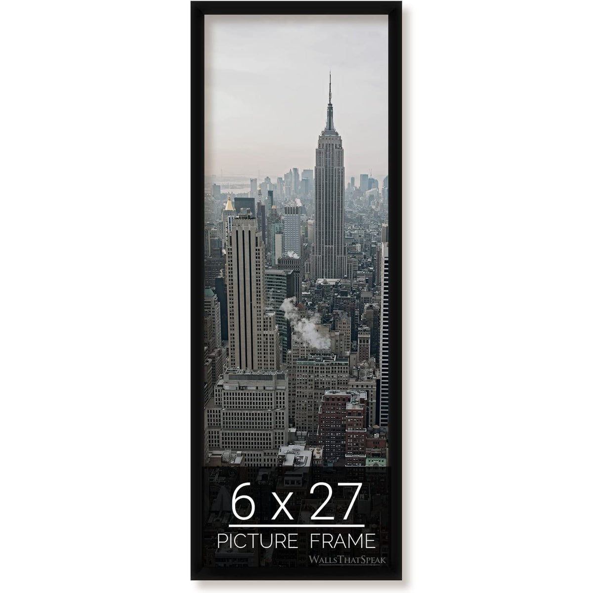 wallsthatspeak 6x27 Black Picture Frame for Puzzles Posters Photos or Artwork