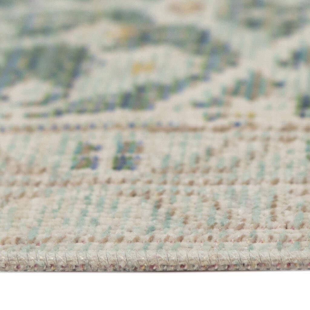HomeRoots 532015 9 x 13 ft. Sea Green Medallion Power Loom Rectangle Area Rug