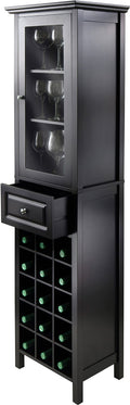 Winsome Burgundy 66.85 x 18.11 x 12.99-Inch Wood 15-Bottle Wine Cabinet, Black (20667)