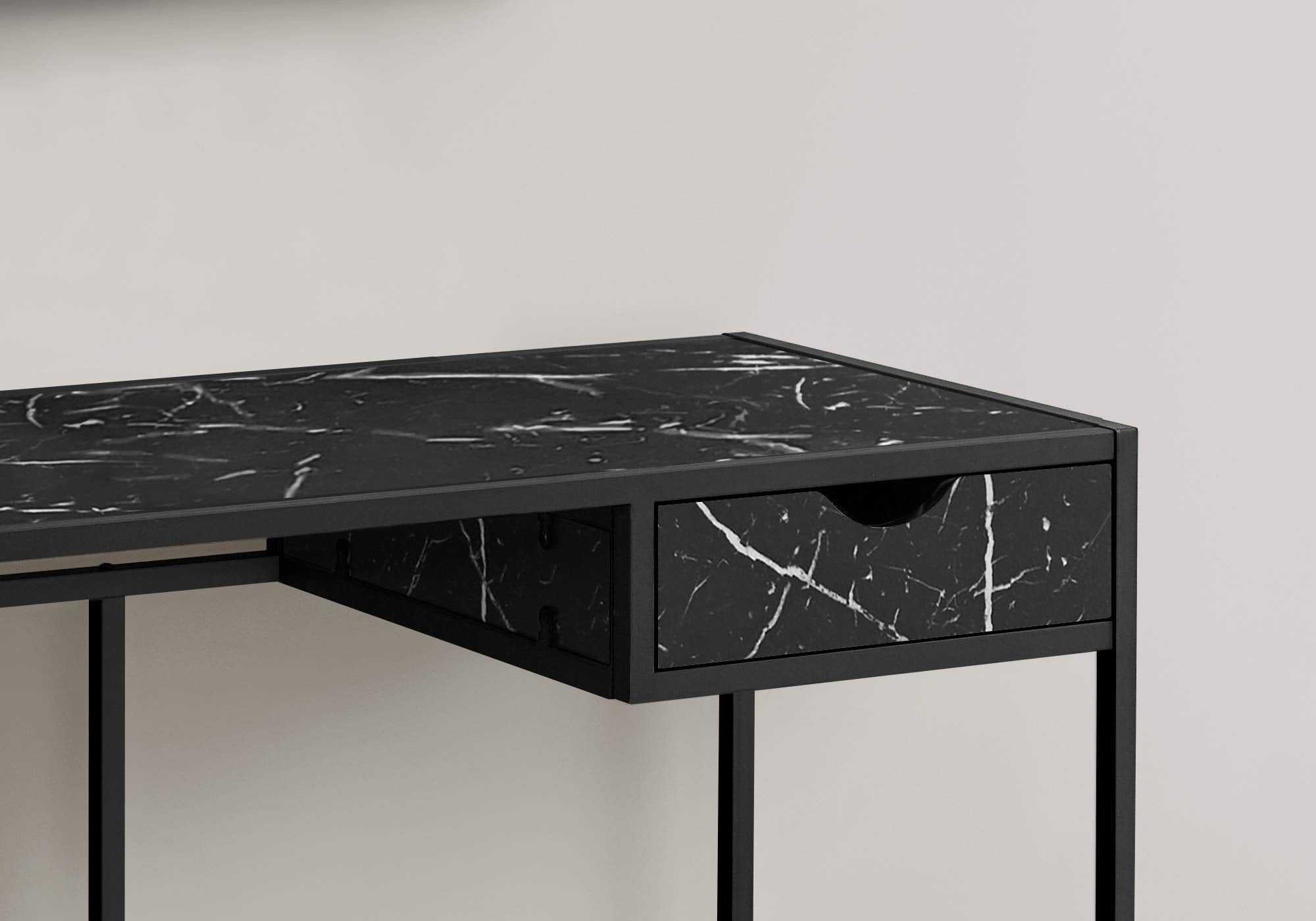 Monarch Specialties 7572 Computer Desk, Home Office, Laptop, Storage Drawer, 42' L, Work, Metal, Laminate, Black Marble Look, Contemporary, Modern Desk-42, 42.25' L x 20' W x 30' H