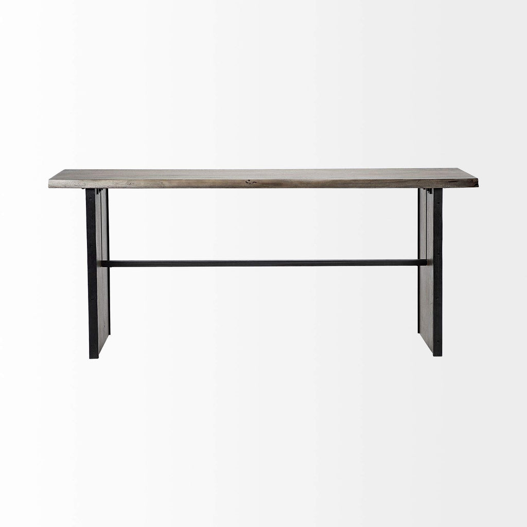 HomeRoots Rectangular Medium Brown Live Edge Mango Wood Console Table with Plank Like Legs