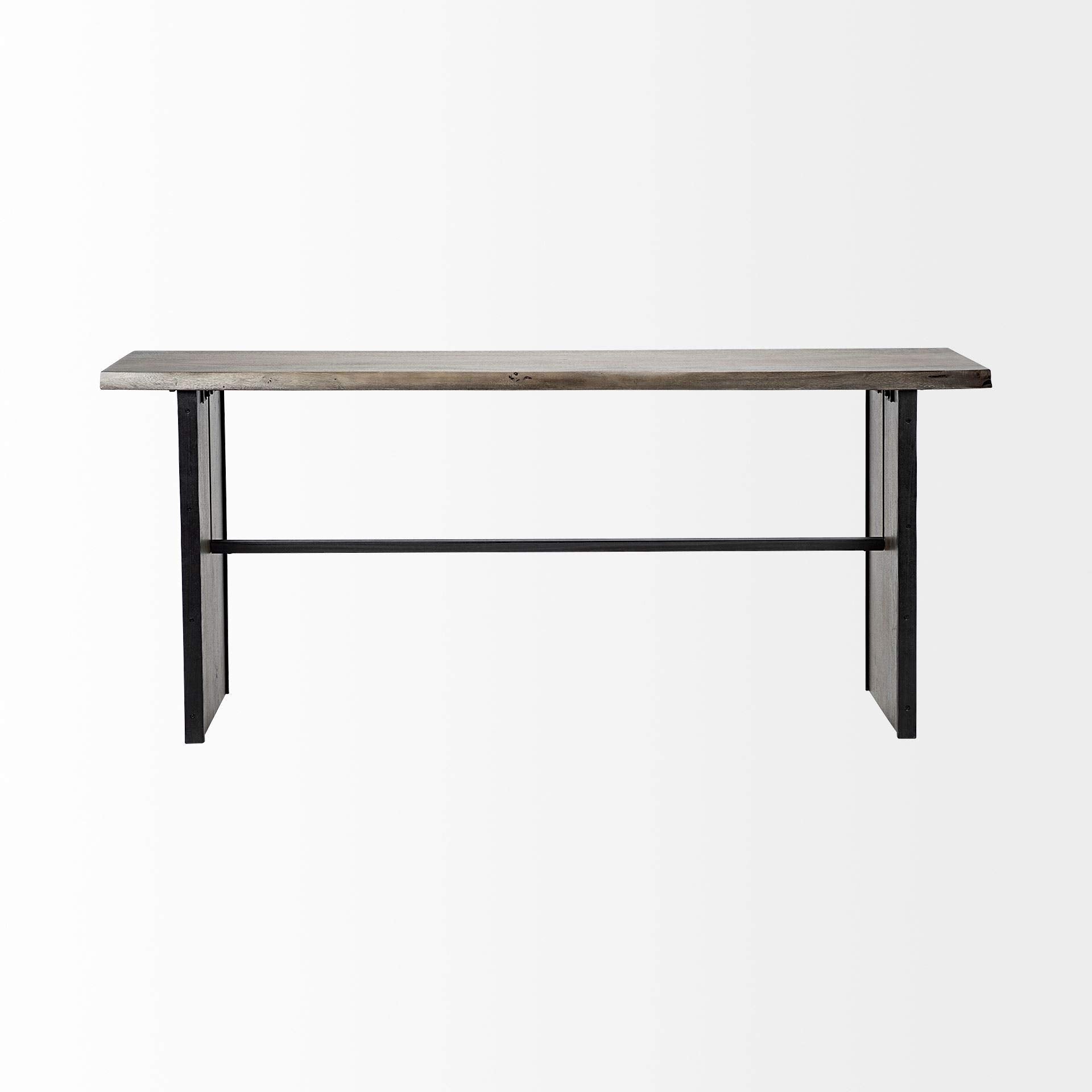 HomeRoots Rectangular Medium Brown Live Edge Mango Wood Console Table with Plank Like Legs