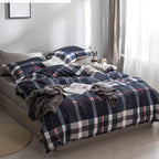 Karever Navy Plaid Comforter Set Full Multicolor Checkered Bedding Quilt Set Navy Blue Tartan Grid Comforter Striped Blanket For