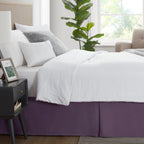 Nestl Dark Purple Full Xl Bed Skirt - Full Xl Size Bed Skirt 14 Inch Drop - Brushed Microfiber Bed Skirts - Hotel Quality Pleated Bed Skirt - Shrinkage & Fade Resistant