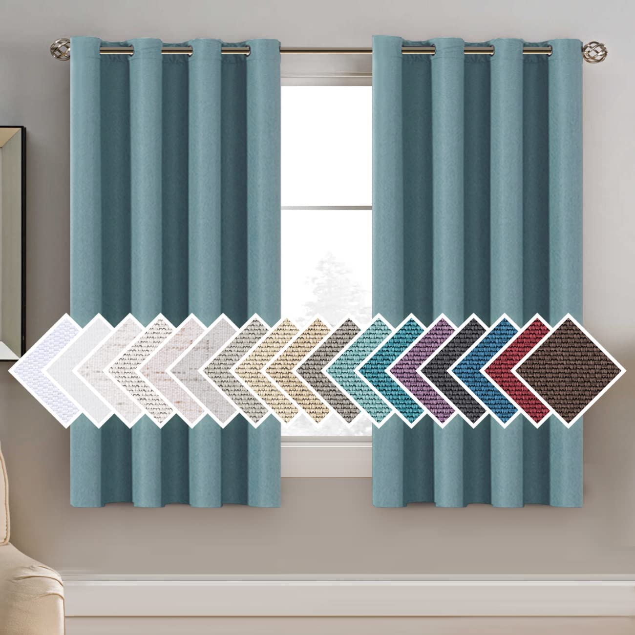 H.VERSAILTEX Linen Blackout Curtain 54 Inches Long for Bedroom/Living Room Thermal Insulated Grommet Linen Curtain Drapes Primit