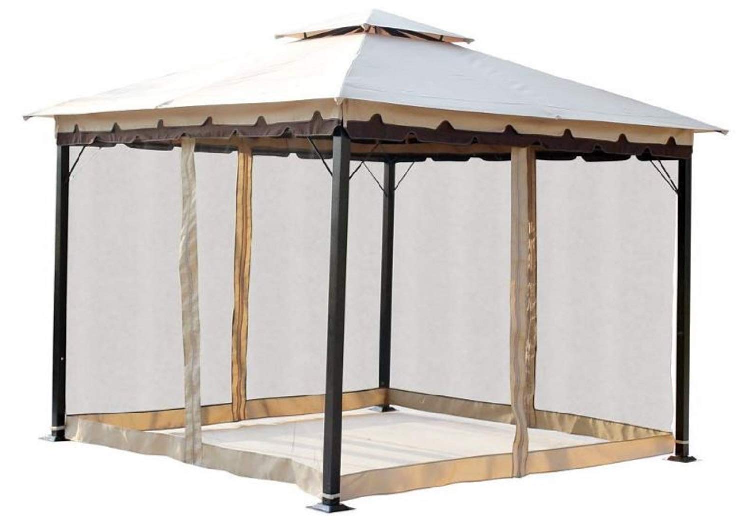 Jeco 10' X 10 'Metal Gazebo With Double Roof And Netting,Black