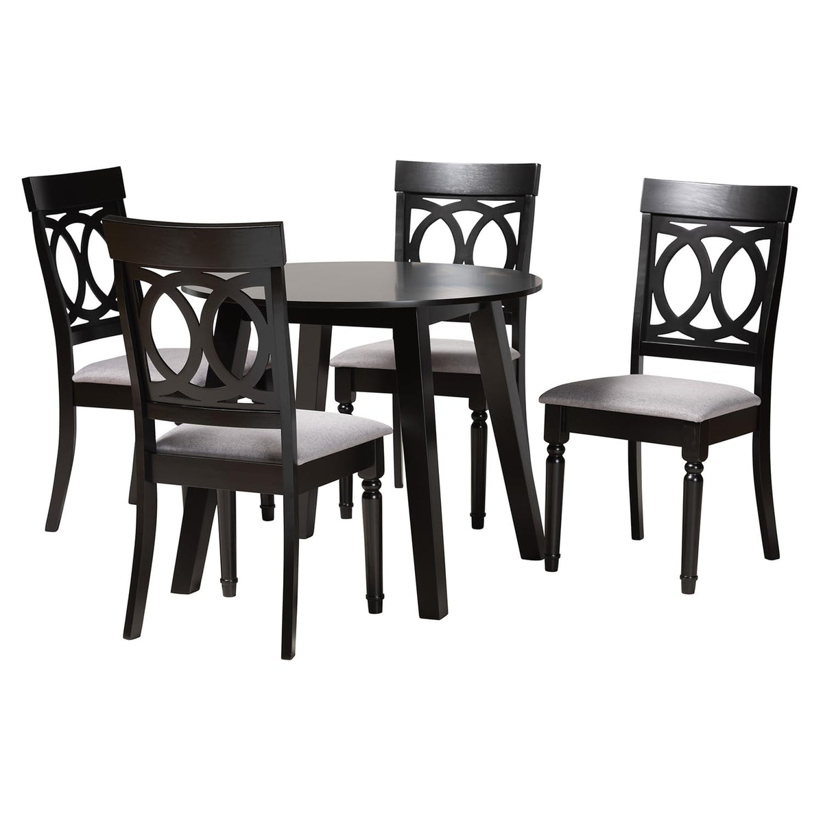 Baxton Studio Charlottle Modern Grey Fabric and Dark Brown Finished Wood 5-Piece Dining Set