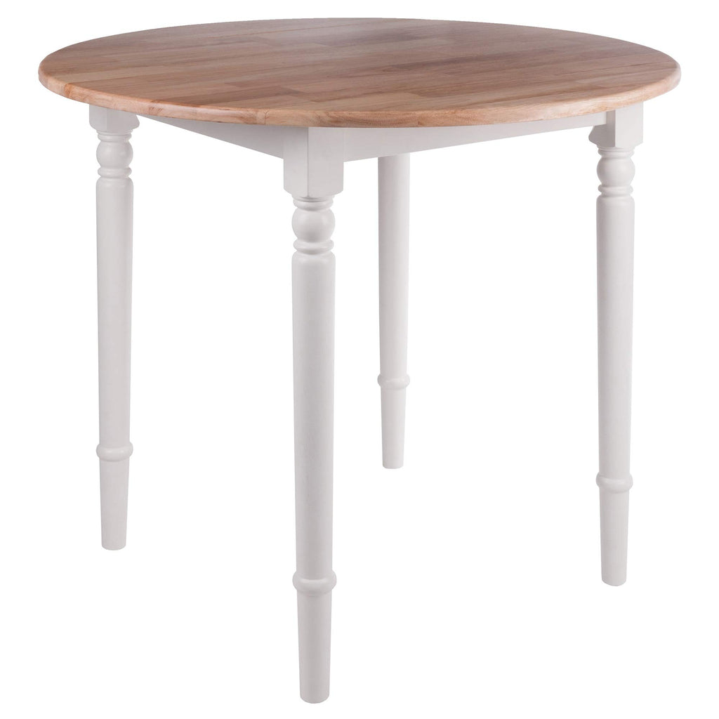 Ergode Wood Sorella Round Drop Leaf Table - Classic Farmhouse Style - Adjustable Size - Solid Wood - Easy Assembly