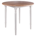 Ergode Wood Sorella Round Drop Leaf Table - Classic Farmhouse Style - Adjustable Size - Solid Wood - Easy Assembly