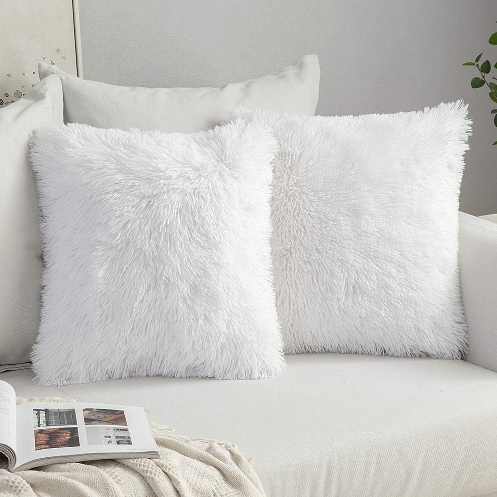 Miulee Pack Of 2 Decoration Luxury Faux Fur Throw Pillow Covers Deluxe Winter Cute Decorative Plush Pillow Case Cushion Cover Sh