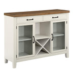 Steve Silver Furniture Hyland Server-Two-Tone Milk and Honey Finish, Glass Doors, Removable Wine Rack Sideboard, 18" D x 52" W x 42" H, Brown