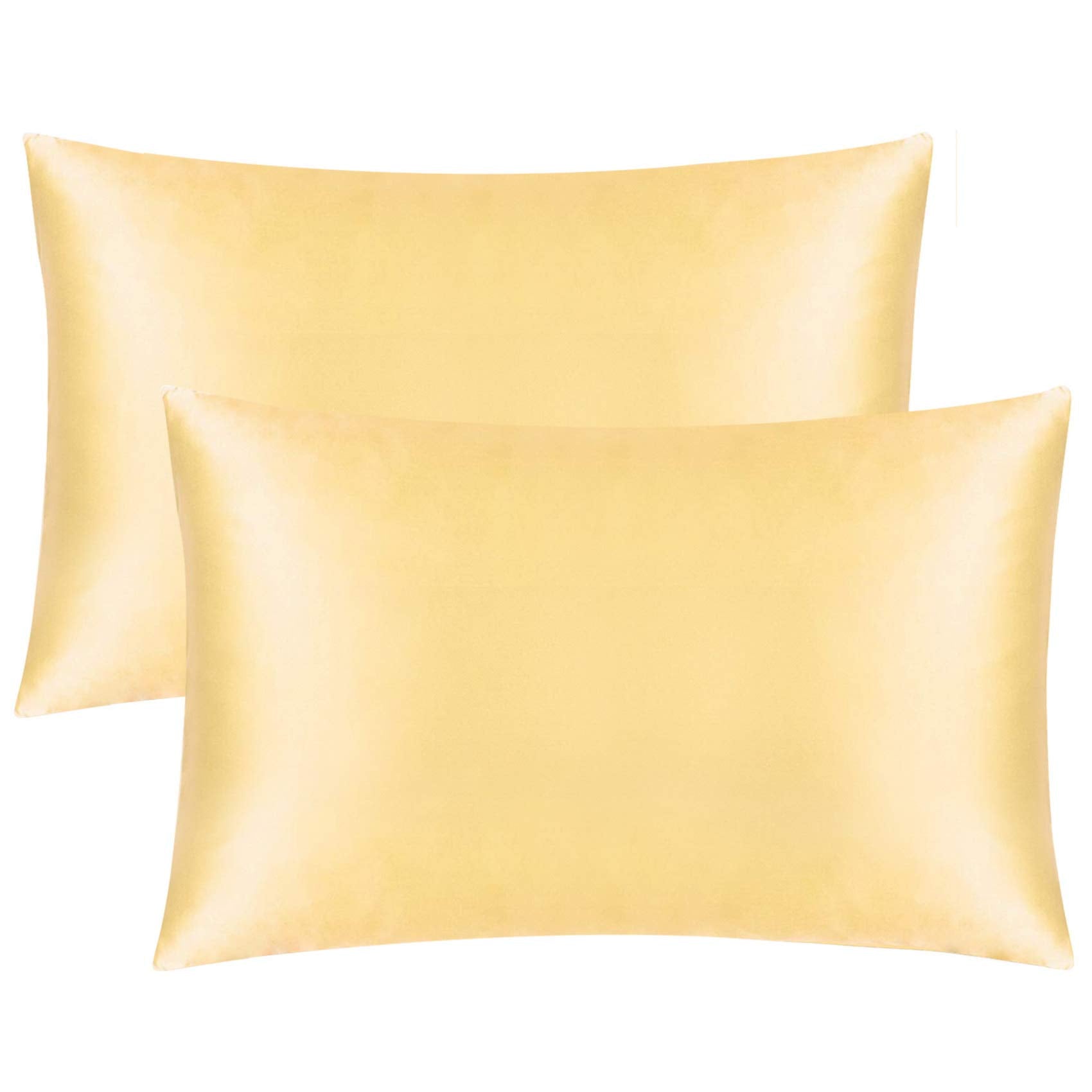 Flxxie 2 Pack Zipped Satin Queen Pillowcases For Hair And Skin, Silky And Super Soft (20'X30') Zippered Satin Pillow Cases, Ye