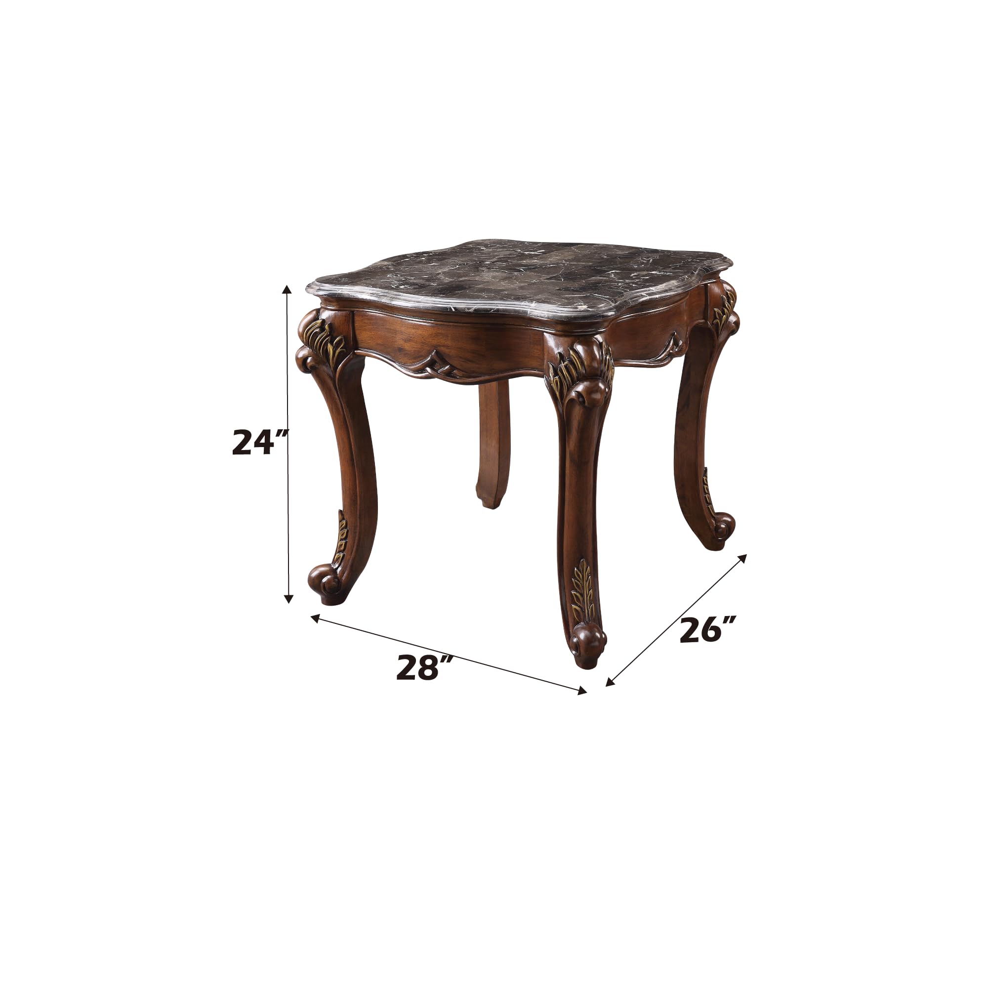 Acme Miyeon Rectangular Marble Top End Table In Marble And Cherry