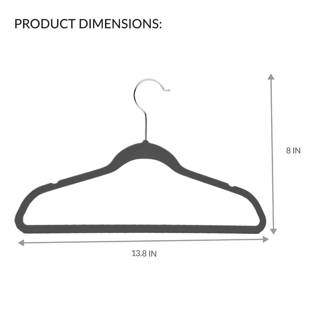 Simplify Childrens 10 Pk Velvet Hangers | Dimensions : 13.78'' W X 8.46'' H | Durable Plastic | Non-Slip | Keeps Shape | 14    W