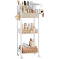 FURFUN 3 Tier Bathroom Organizer Shelf with Drawer, Rolling Makeup Cart