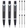 Wikult 3Pcs Mini Ballpoint Pens With Extra Refills Set, 1Mm Medium Point Black Ink, Smooth Writing Metal Pen For Business Office