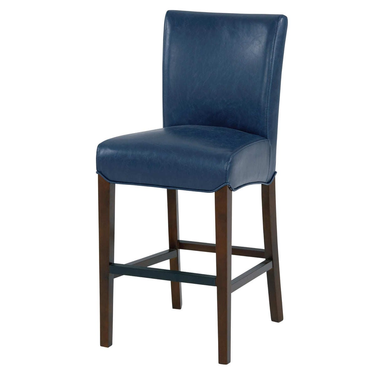 New Pacific Direct Milton Bonded Leather Counter Stool 26&quot;,Brown Legs,Vintage Blue,Fully Assembled