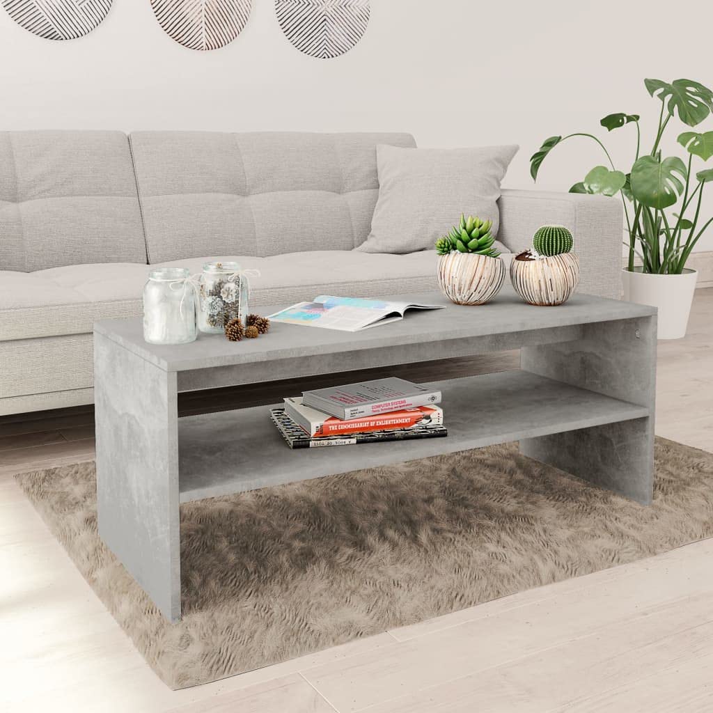vidaXL Coffee Table Couch End Side Telephone Sofa Tea Accent Storage Table Desk Bedroom Living Room Furniture Stand Concrete Gray Engineered Wood