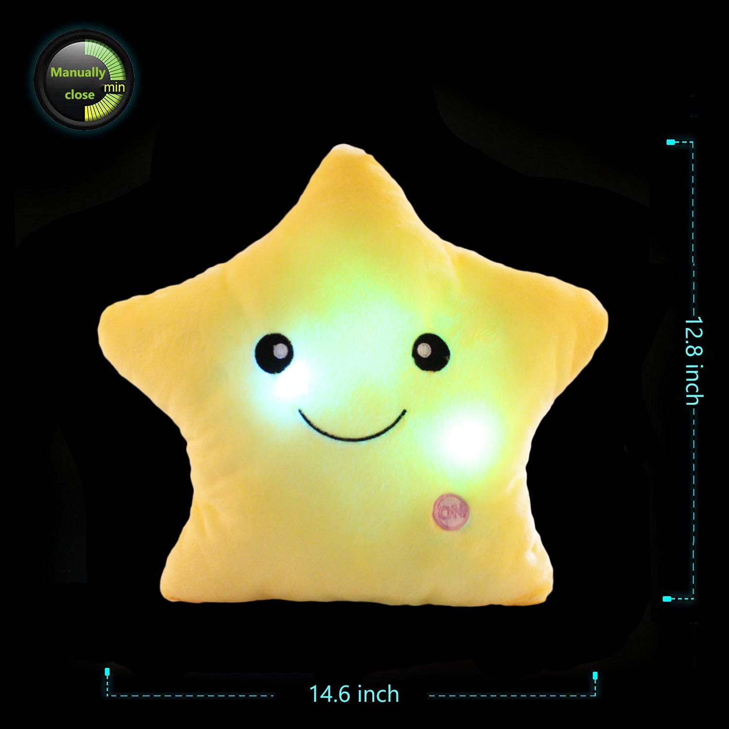 Sofipal Creative Twinkle Star Shaped Plush Pillow, Led Night Light Glowing Cushions Plush Stuffed Toys Gifts For Kids, Decoratio