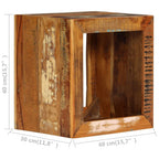 vidaXL Solid Reclaimed Wood Stool - Antique-Style Multifunctional Furniture with Storage, Diverse Wood Types, Polished Painted Lacquered Finish, 15.7"x11.8"x15.7" Dimensions