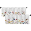 Emvency 2 Pack Valances Window Treatments, Spring Wildflower Flower Blackout Drapes Adjustable Curtain Valances For Windows Livi
