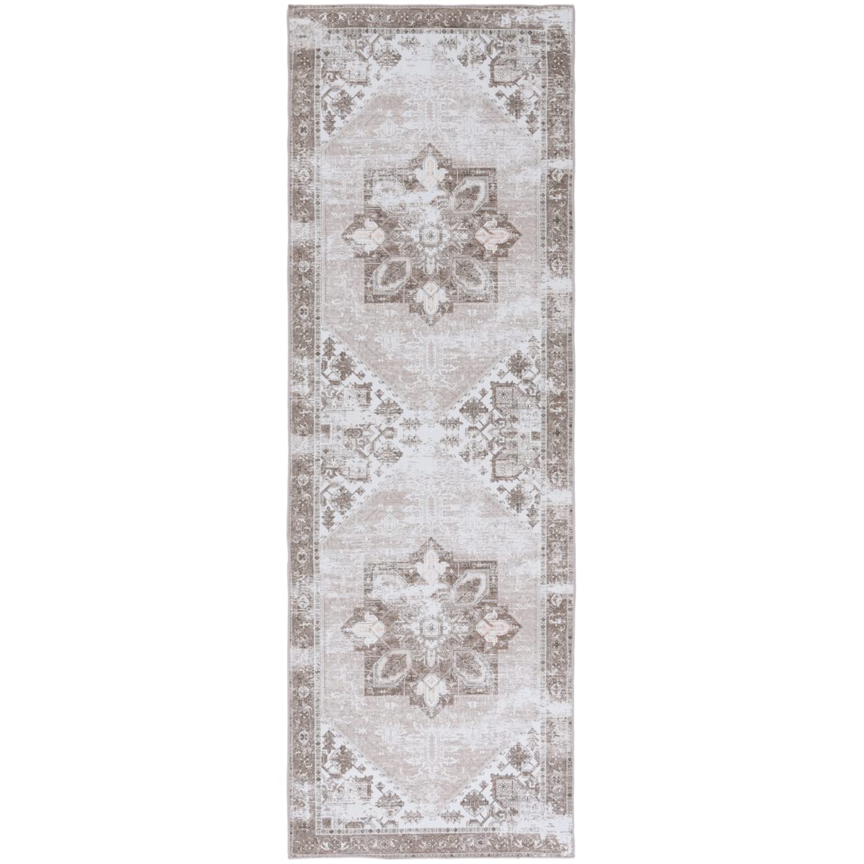SAFAVIEH Tucson Collection Runner Rug - 26 x 16, Sage & Ivory, Persian Design, Non-Shedding Machine Washable & Slip Resistant 