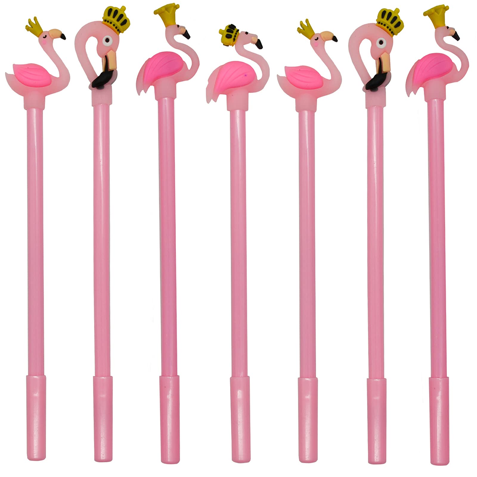 Maydahui 28Pcs Crown Flamingo Shaped Rollerball Pen Black Gel Ink Pens Cute Animal Design For Office School Home