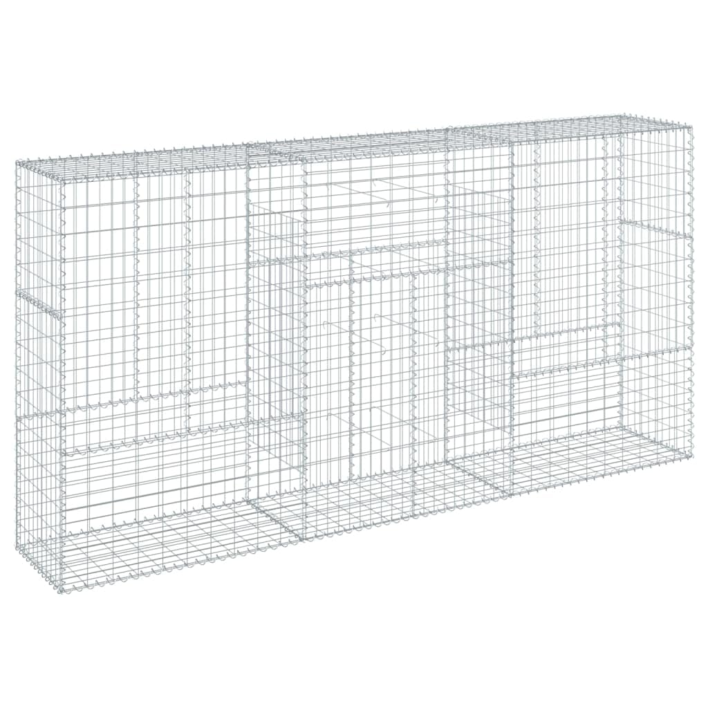 Vidaxl Gabion Basket Iron Cage - Silver 118.1'X19.7'X59.1' - Rust-Resistant, Tool-Free Assembly, Outdoor Retaining Wall