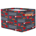 FZDXZJJ Fire Trucks Large Rectangle Storage Basket Fire Car Storage Bin Collapsible Canvas With Handles For Toy Blanket Clothes 
