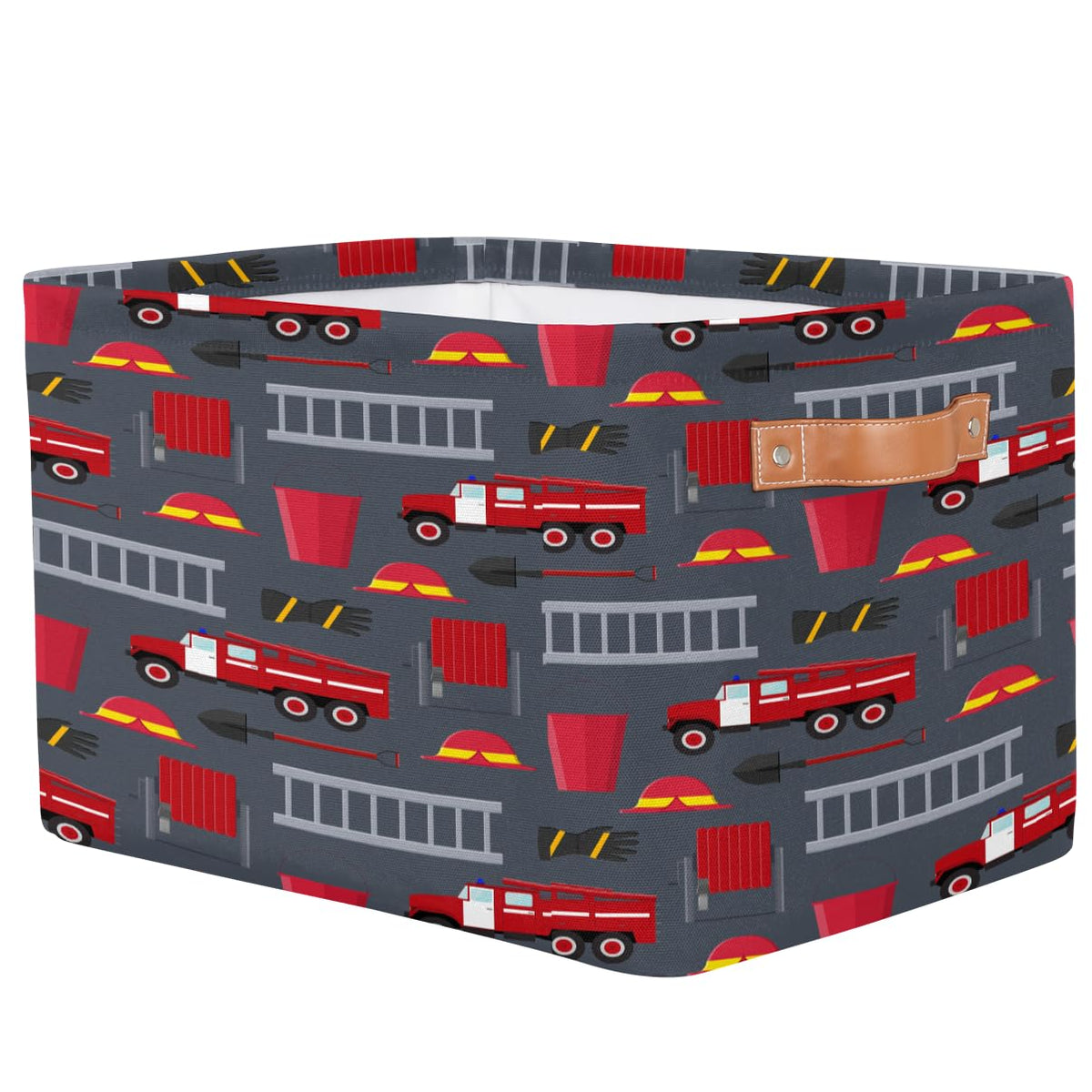 FZDXZJJ Fire Trucks Large Rectangle Storage Basket Fire Car Storage Bin Collapsible Canvas With Handles For Toy Blanket Clothes 