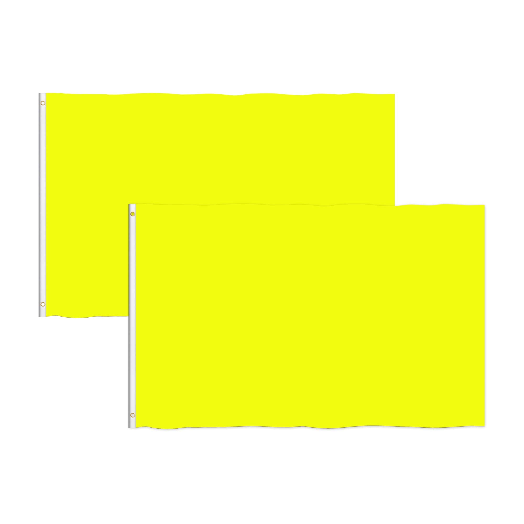 Consummate Solid Yellow Flag 3X5 Foot Plain Yellow Flags Banner Polyester With Brass Grommets,2 Pack