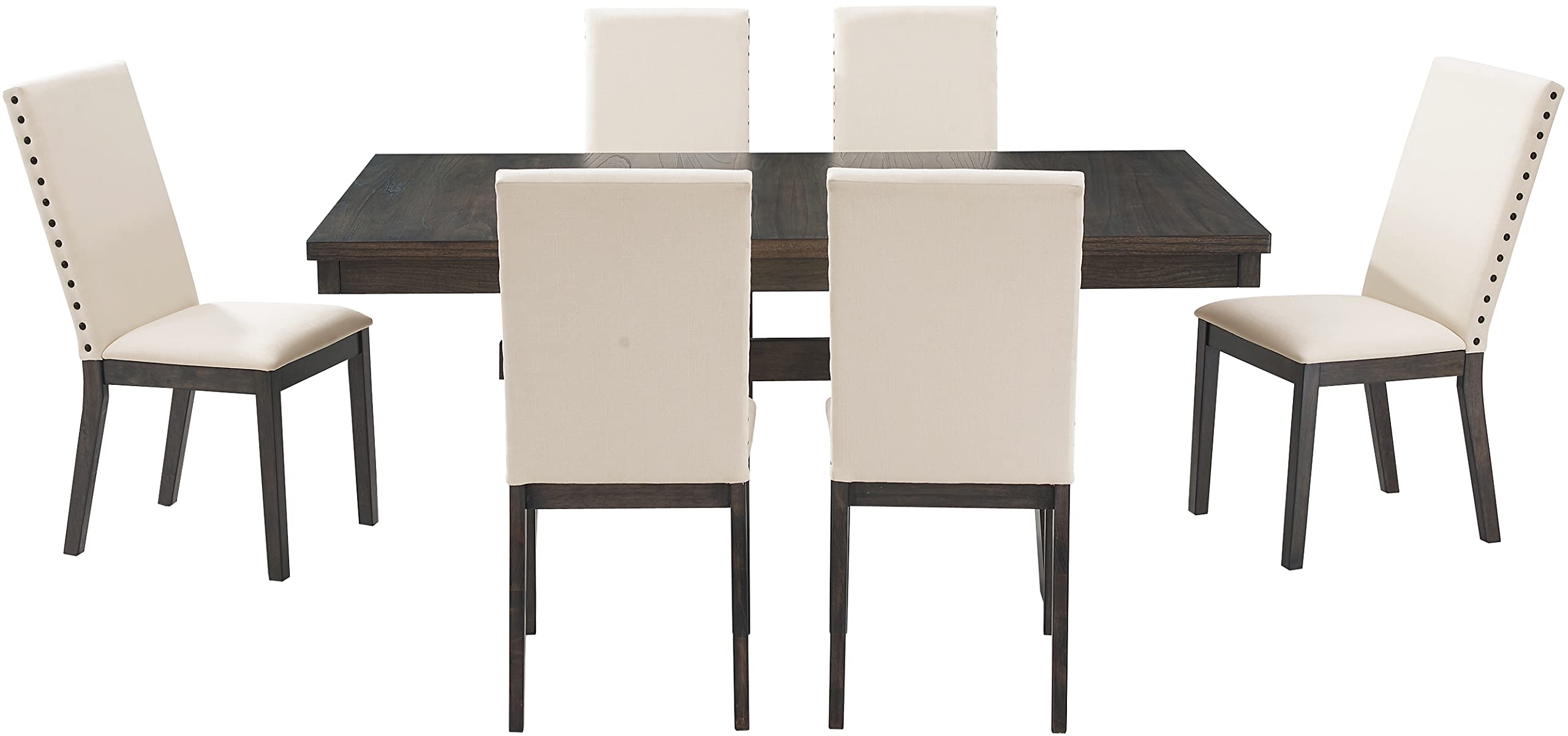 Crosley Furniture Hayden 7-Piece Modern Farmhouse Dining Table Set for 6 with Parsons Chairs, Slate