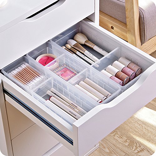 Chris.W Desk Drawer Organizer Tray With Adjustable Dividers, Multi-Drawers For Makeups, Utensil, Pens, Flatware And Junks - Set