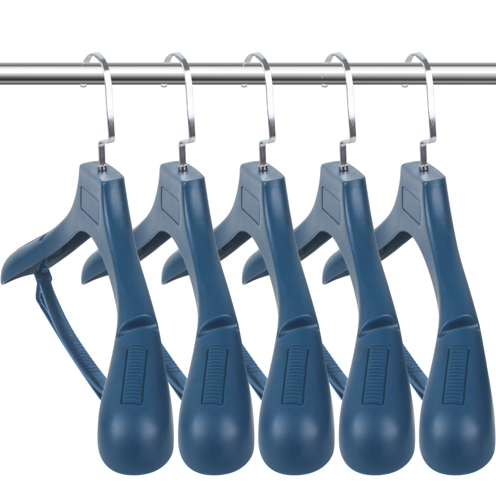 DEDU Plastic Extra Wide Shoulder Suit Hangers for Men 15 Pack Width 17.7'', Blue Sweater Hangers no Shoulder Bump Non Slip for T