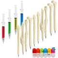 Sunangel 4 Syringe Pens+6 Pill Pens&Capsule Pens+10 Bone Design Ballpoint Pens For Halloween, Thanksgiving, Christmas,New Years