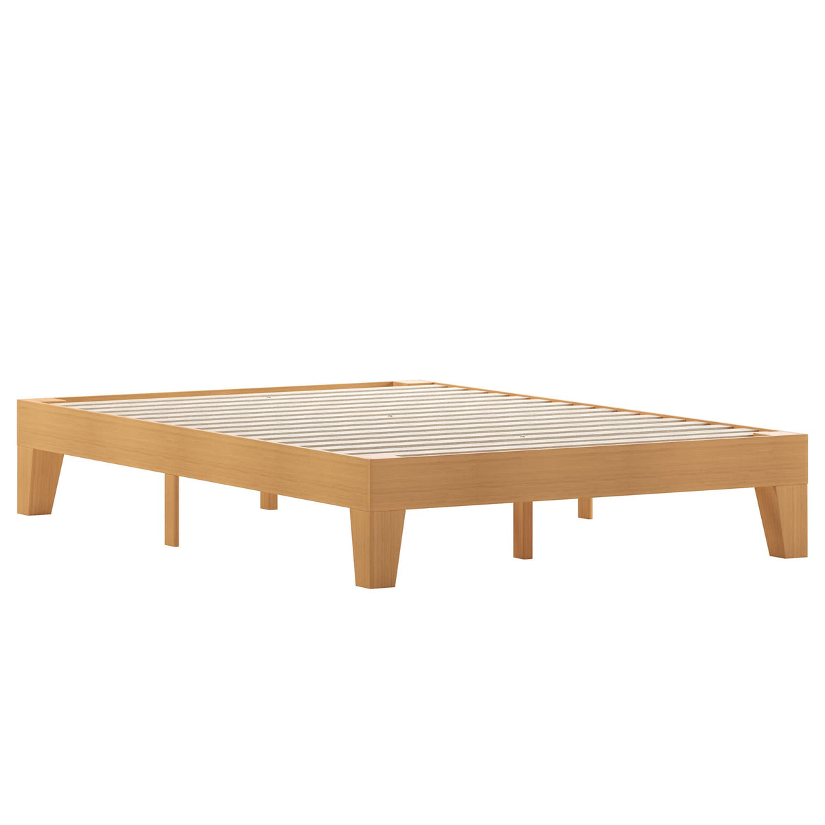 Flash Furniture Evelyn Wooden Platform Bed - Natural Pine Finish - Full - Wooden Slat Support - No Box Spring Required - Easy Assembly