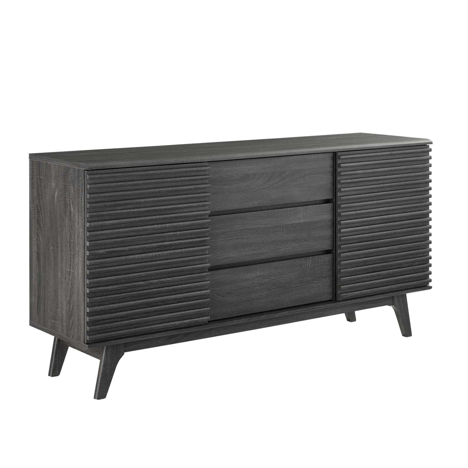 Modway Render 63&quot; Mid-Century Modern Sideboard Buffet Table or TV Stand in Charcoal
